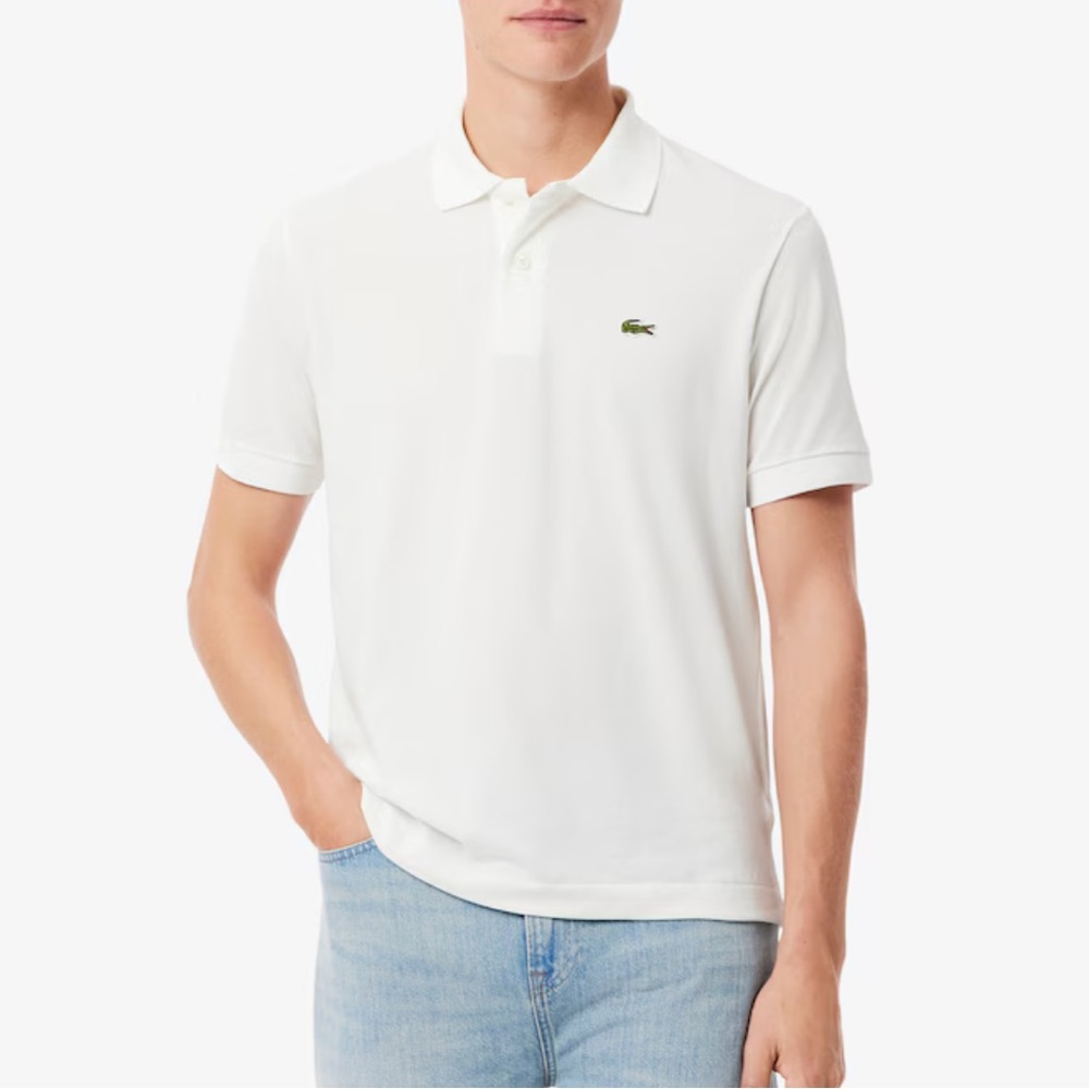 Lacoste 100% Cotton Polo Shirt Size S White Logo Elegant Classic Preppy Golf